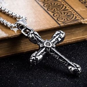 Goth Cross Pendant Chain Necklace For Men Male